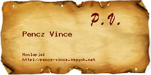 Pencz Vince névjegykártya
